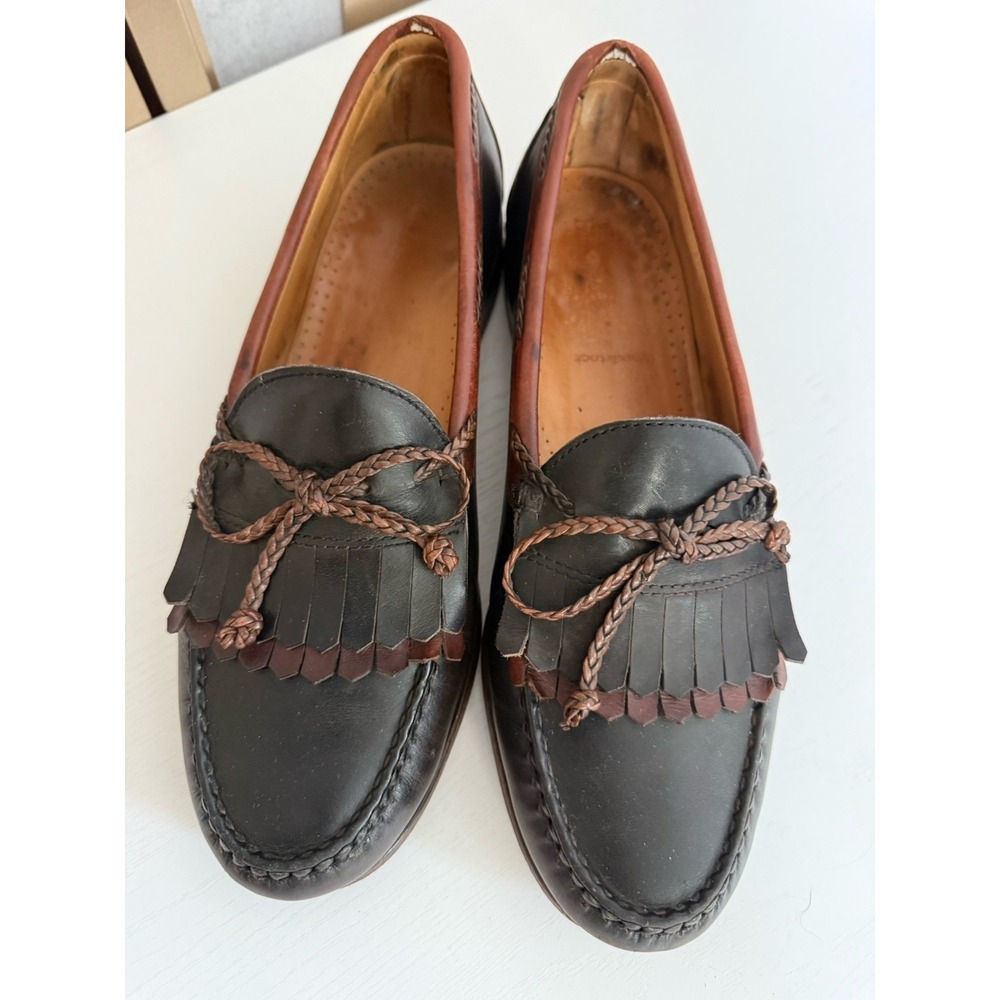 Vintage Allen Edmonds Mens Shoes Woodstock Black Brown Leather Loafer 10.5 E USA